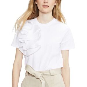 Ted Baker White Short Sleeve Top with Ruffle Detail